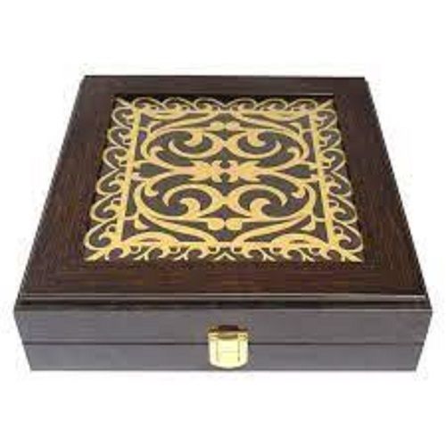 Easy To Clean Handmade Square Wooden Brass And Lacquer Womens Jewelry Box