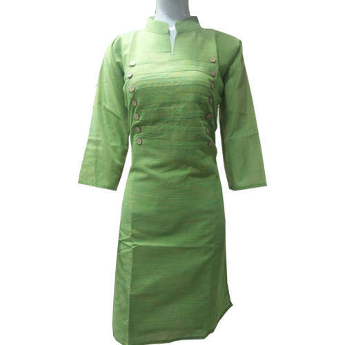 Blue Formal Wear Green Color Ladies Kurties With Cotton Fabrics And Normal Wash