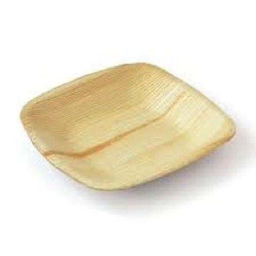 Brown 5 Inch Plain Disposable Square Shape Areca Leaf Plate With Easily Recyclable