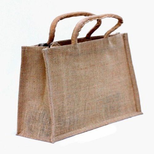 Environmental Friendly With Zip Closure And Jute Handle Brown Plain Jute Shopping Bag Size: 12 Inch