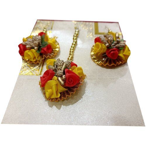 Flower Laces Tikka Bunda Set Used In Saree, Kurti, Blouse, Tops And Lehenga