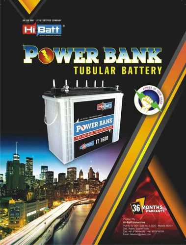 White Power Bank Tubular Battery, 150-200 Ah Capacity, 36 Month Warranty