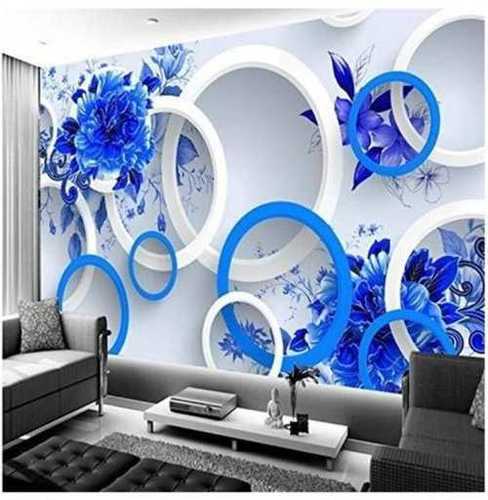 Waterproof 3d Wallpaper In Blue And White Color For Wall Covering