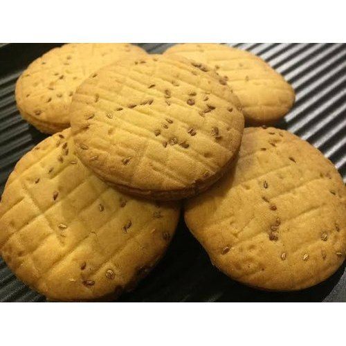 Biscuit 100 Percent Fresh And Pure Ajwain Flavour Eggless Round Butter Cookies