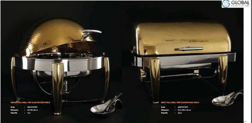 Brass Plated Roll Top Chafing Dish For Hotel And Restaurants