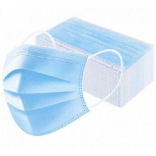 Disposable Comfortable Elastic Ear Loops And Nose Pin Sky Blue 3 Ply Surgical Face Mask Length: 7I?  X 3.875 Inch (In)