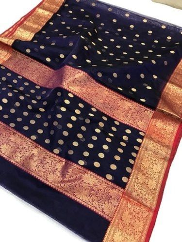 Black Golden Chanderi Cotton Silk Sarees With 6.50 Meter Length And Zari Work