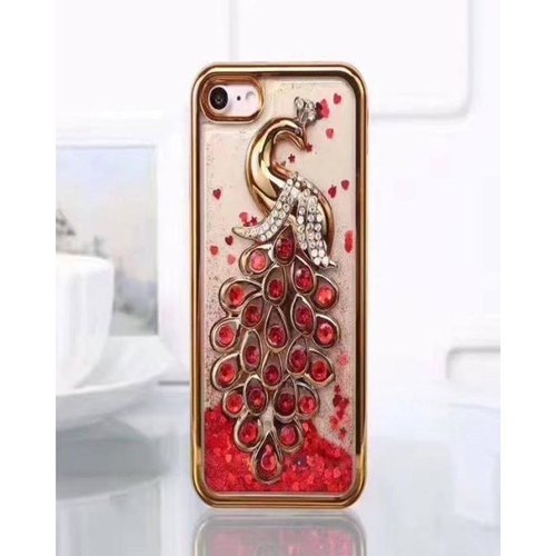 Prevents Scratches and Dust Stylish Design Plastic Stone Beaded Red Mobile Back Cover