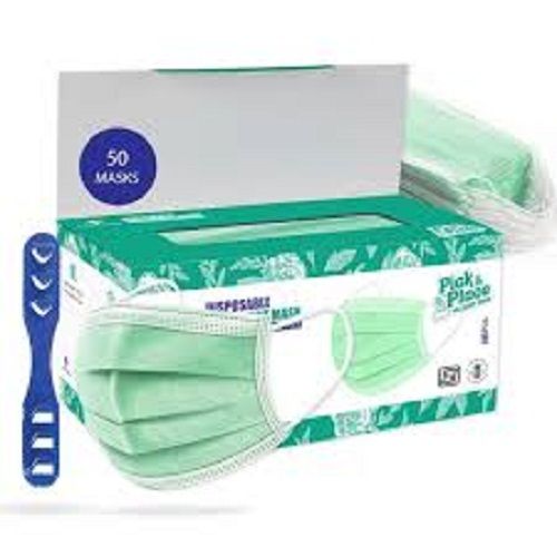 100% Pure Cotton Single Layer Properties Anti Bacterial Disposable Face Mask (Green) Age Group: Suitable For All Ages