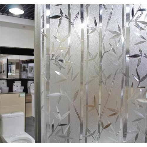 24-by-72-inch Leyden Cut Glass Bamboo Leaf No-glue 3d Static Decorative Glass Window Films By Leyden