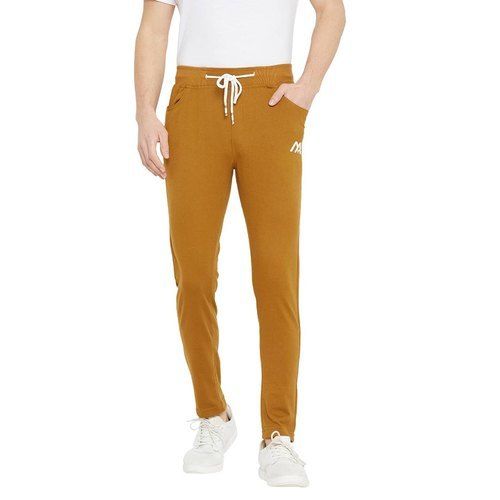 Breathable Plain Mustard Cotton Casual Trendy Lower For Mens With Anti Fade Fabric