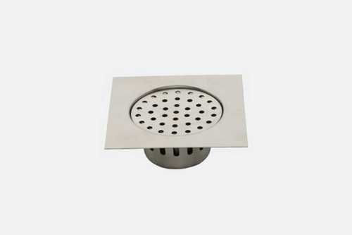 Round Stainless Steel Floor Drain With Cockroach Trap In Square Shape, Silver Color