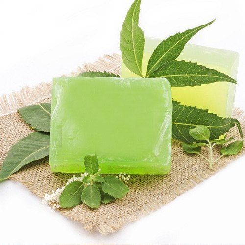 Green 100 Percent Fresh And Pure Neem Or Tulasi Herbal Soap With Smooth, Soft Or Gentle On Skin