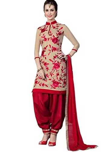 Multi Color 100 Percent Pure Cotton Indian Stylish Designer Sleeveless Salwar Suit