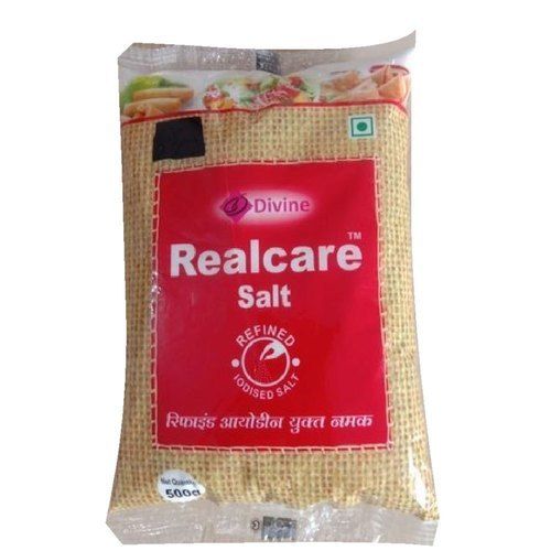 100% Pure White Premium Quality Divine Realcare Refined Iodised Salt, Net Weight 500 Gram Packet