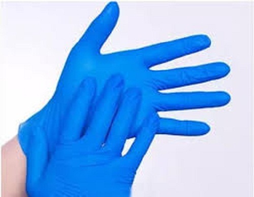 Blue Color Latex Examination Hand Gloves, Free From Viruses And Bacteria