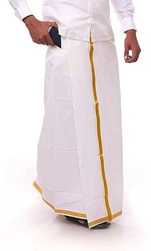 Plain Classic Look, Cool And Comfortable Mens Cotton And White Velcro Pocket Dhoti