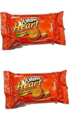 Delicious Rich Natural Sweet Taste Round Nicks Cream Heart Orange Biscuit Fat Content (%): 4 Grams (G)