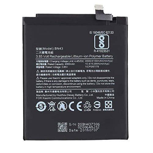 Durable And Reliable Redmi Note 4 Battery Bn43 4100Mah For Mobile Body Material: Plastic