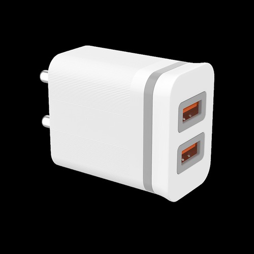 Easy To Use And Fast Charging Light Weight 2.4a Dual USB Mobile Charger - Plastic, White , 2x USB Ports for Simultaneous Charging, Charging Status Indicator