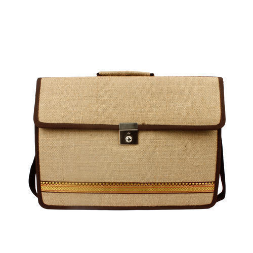 Eco Friendly Brown Plain Corporate Zipper Top Jute Bags, 32x40x8cm