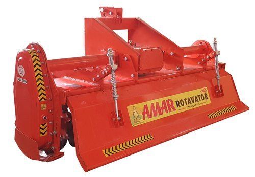 Orange Heavy-Duty Mild Steel Semi-Automatic Tractor Rotavator With 3-5 Inch Blades