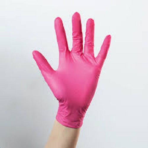 नायलॉन पिंक कलर लेटेक्स एग्जामिनेशन हैंड ग्लव्स, वायरस और बैक्टीरिया से मुक्त