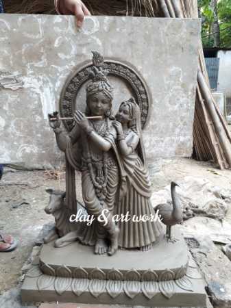 Resin Handmade 2.3 Feet Hindu Lord Radha Krishna Statues for Temples