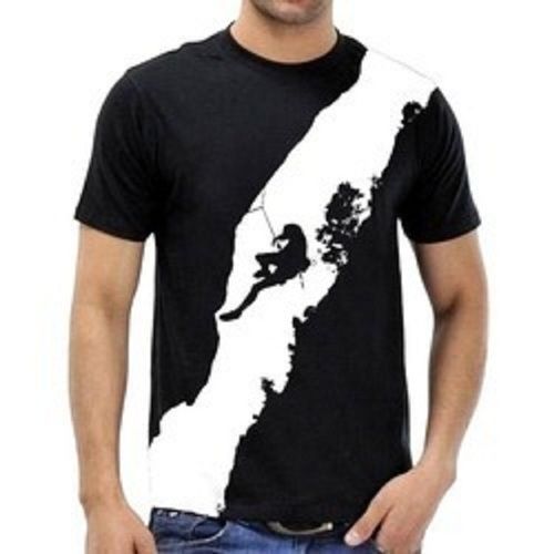 Cotton Stylish And Comfortable Wear Mens Black And White Half Sleeve Designer T Shirt 