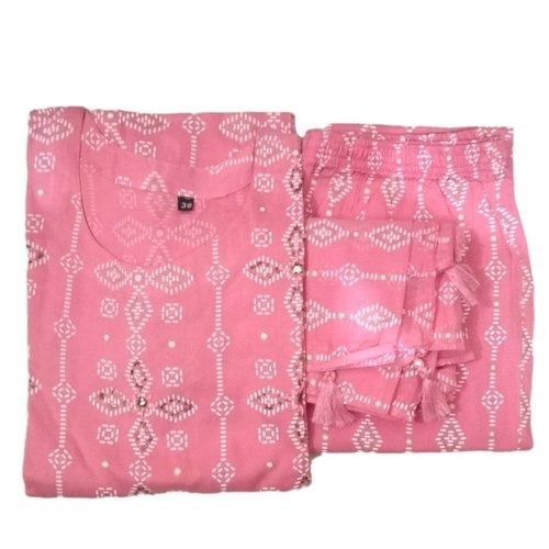 100 Percent Cotton Fabric Printed Stylish And Simple Look Ladies Palazzo Pink Color