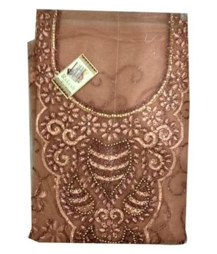 Indian 100 Percent Good Quality Cotton Fabric Designer Ladies Suit Stone Work Brown Color