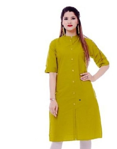 Green C Color Fancy Ladies Kurti With Good Fabric Stylish Comfort Decoration Material: Beads