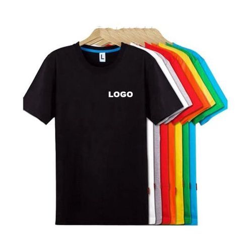 Black Mens Round Neck Half Sleeves Front Logo Print Cotton T Shirt