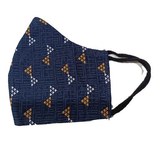 Navy Blue Color Single Layer Printed Cotton Face Mask With Normal Wash