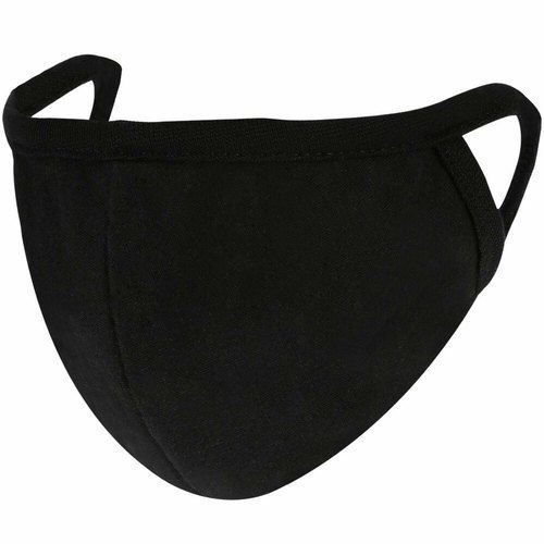 Plain Black Cotton Face Mask For Personal Care With Earloop And Normal Wash