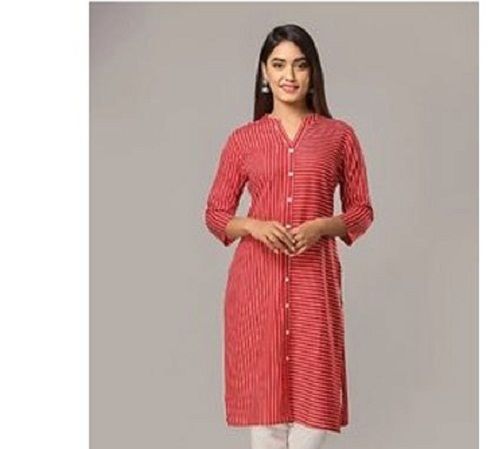 Skin Friendly Smooth Finish Fancy Design Red Color Fancy Ladies Kurti Decoration Material: Beads