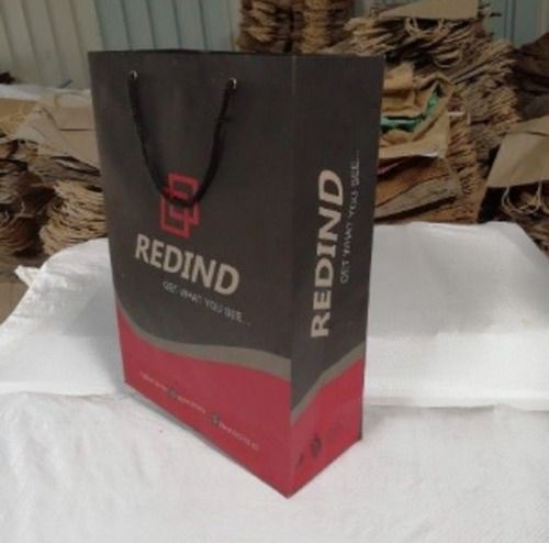 Modern 100% Eco Friendly Black And Red Color 180 Gsm Plain Reding Kraft Paper Bag