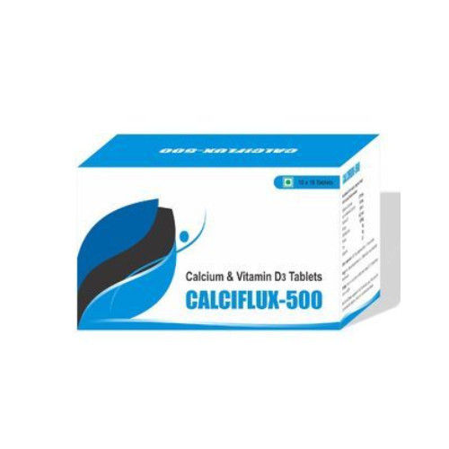 Calciflux-500 Calcium And Vitamin D3 Tablets, 10x10 Blister Pack