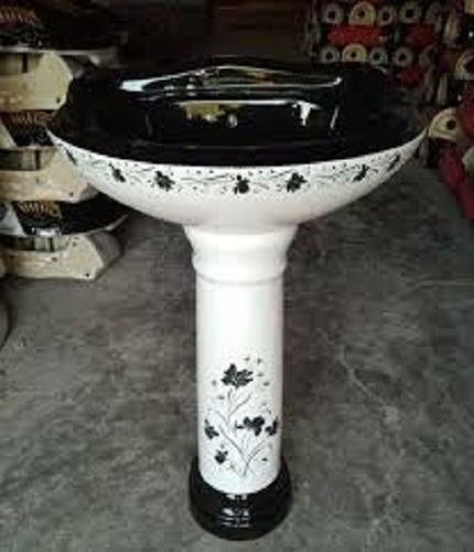 बाथरूम सिंक इनस्टॉल करने में आसान लुक शाइनिंग लाइट वेट डिज़ाइनर ब्लैक एंड व्हाइट वॉश बेसिन