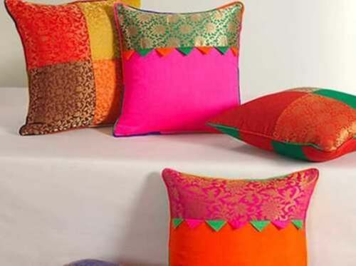 Embroidered Multi Colour Cotton Canvas Decorative Cushion Covers, Set Of 4