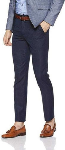 narrow bottom skin friendly comfortable blue cotton blend trousers for mens 730