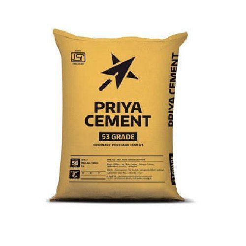 Opc-53 Grade Priya Grey Cement For Construction In Residential And Commercial, Net Weight 50Kg Compressive Strength: 12 Megapascals (Mpa )