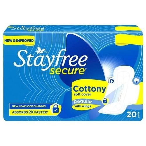 Disposable Stay Free Secure Cottony Regular Sanitary Pads With Wings, Pack Of 20 Pieces