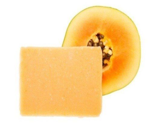 Bar Orange Color Natural Handmade Herbal Soap With Rich In Papaya And Square Shape 