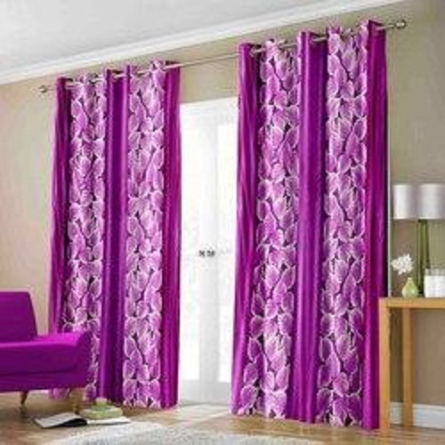 84 Inch Fancy Purple Printed Door And Window Curtains