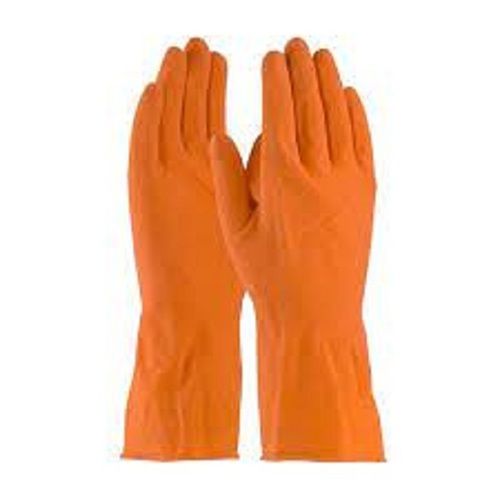 Orange Stretchable Multipurpose Heavy-Duty Hard Rubber Chemical Proof Large Hand Glove