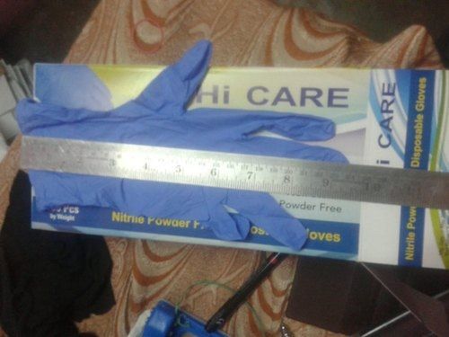 Blue 9 Inch Powder Free Disposable Nitrile Examination Gloves For Hospitals Grade: Medical