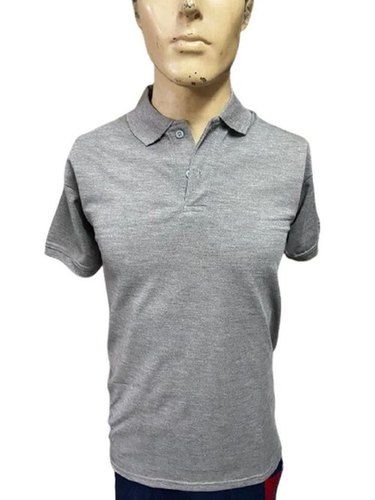 High Quality Matty Fabric Half Sleeves Collar Neck Stylish Grey T Shirt For Men  Age Group: 18-45 Years