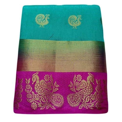 Printed Pure Cotton Casual Wear Pink, Mint, Green Golden, Designer Ladies Saree