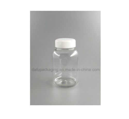 Round Shape 130ml Pet Clear Tablet Plastic Bottle with Segment Cap